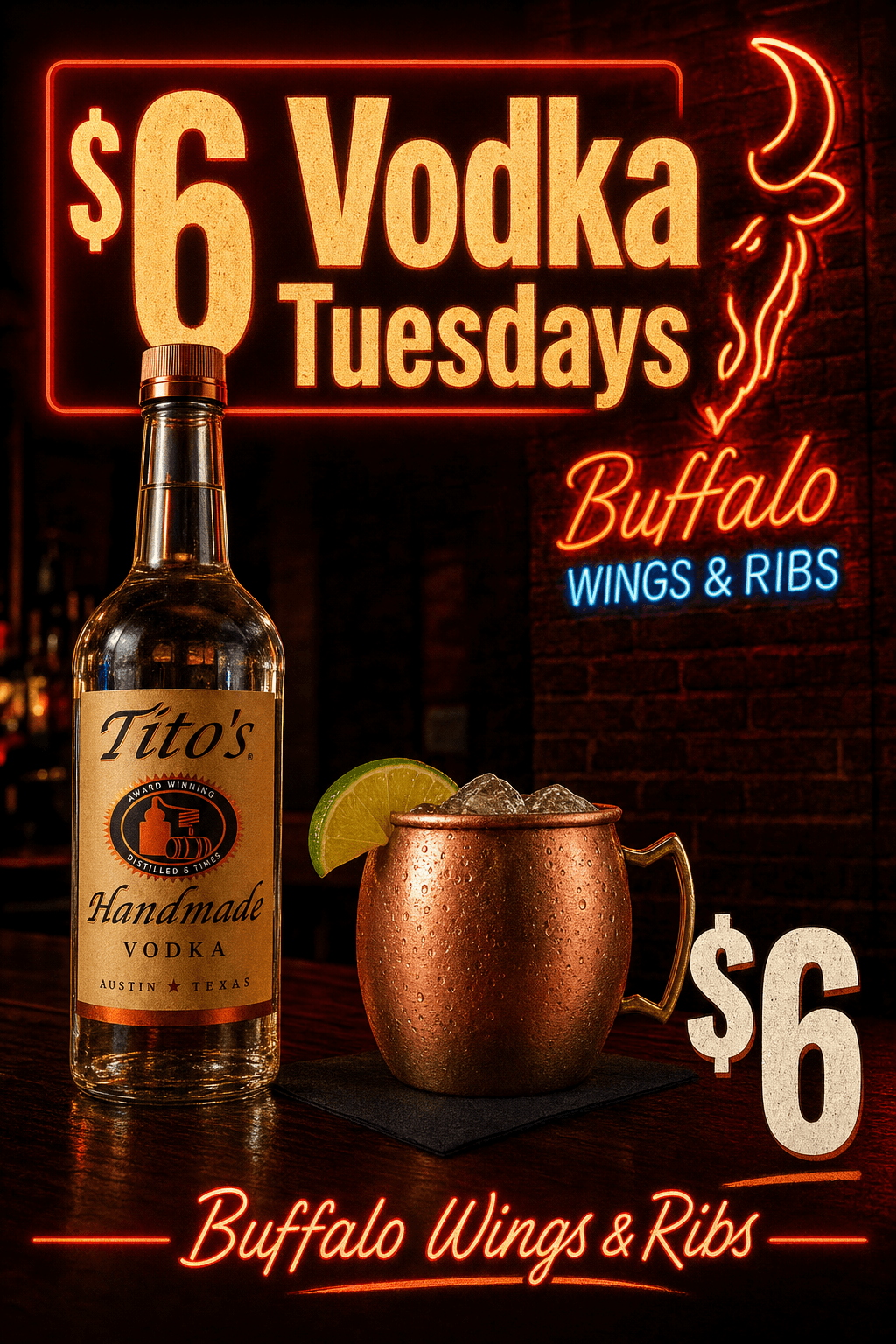 A portrait six-dollar vodka promotion